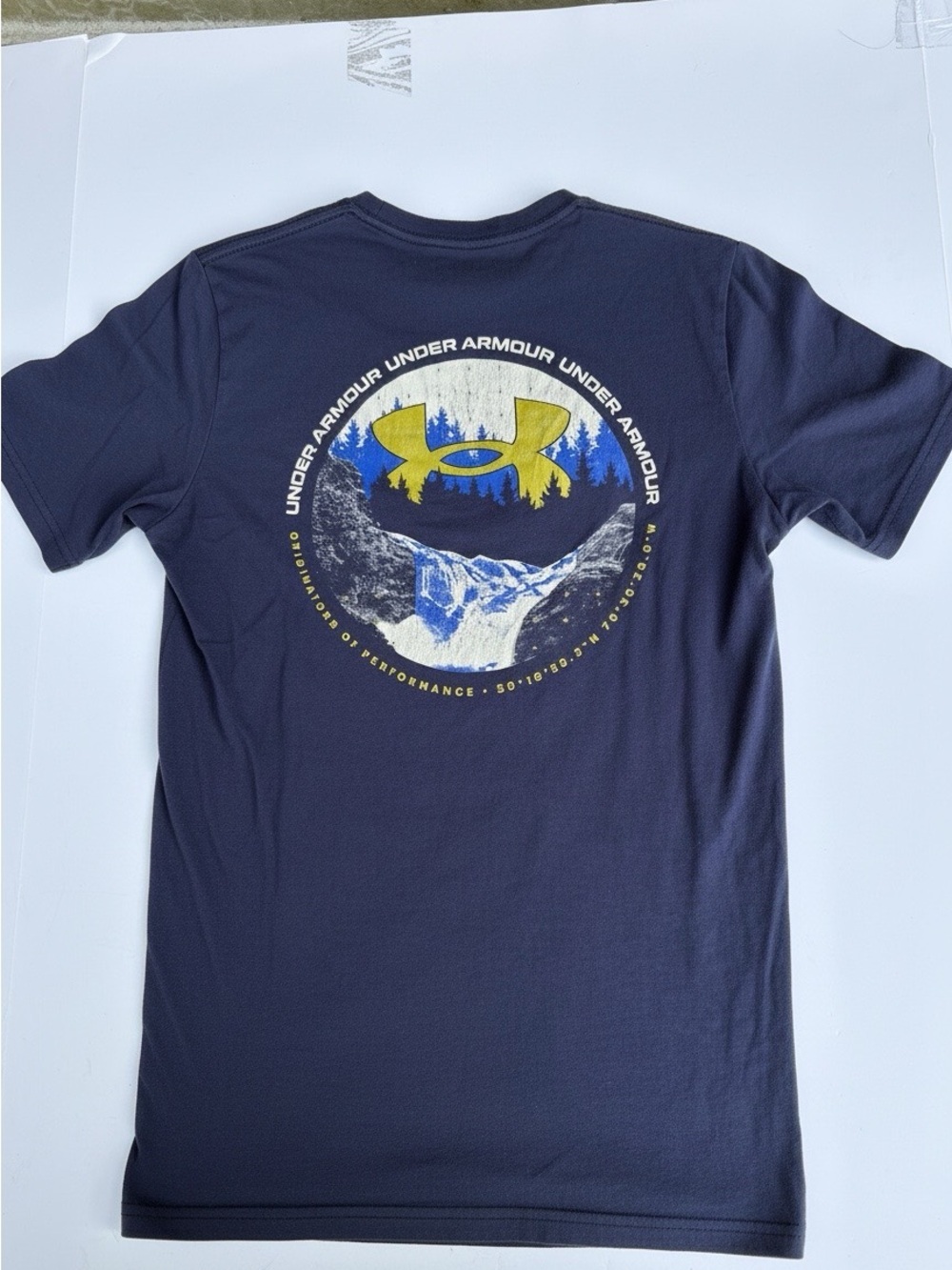 Under Armour Navy Short-Sleeve Graphic Tee with Yellow Logo